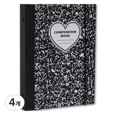 루카랩 컴포지션 다이어리 A5 25R 6공 하드커버 + 밴드, 블랙, 4개