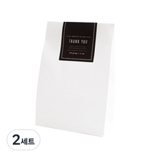 白色紙袋 小 50入 + 黑色感謝封口貼紙 50入, 混合顏色, 2套