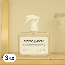 욕실 청소 소분 스프레이 분무기 300ml + 키친클리너 라벨지 세트, 혼합색상, 3세트