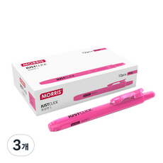 MORRIS JUST CLICK 按壓式螢光筆 S, 粉紅色, 36個
