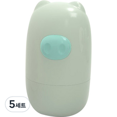 블루마켓 아동용 아기돼지 케이스 손톱깎이 세트, 5세트, 연그린
