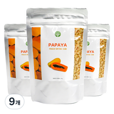 큐브형 동결건조 파파야, 15g, 9개