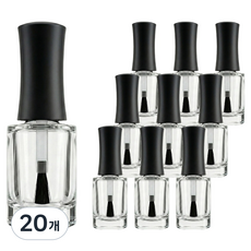 MEIBROWN 指甲油空瓶 玻璃空瓶 刷具油分裝瓶 8ml, 20個, 透明瓶 + 黑色蓋