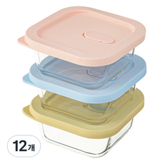 코멧 홈 하루세끼 내열유리 전자레인지 사각 햇밥용기 310ml, 투명, 12개