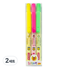 MORRIS 圓頭彩色螢光筆3色組, 2套, 螢光粉, 螢光黃, 螢光淺綠