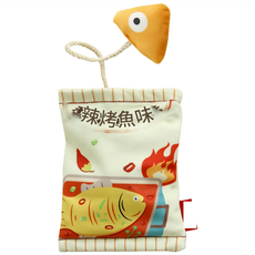 喜多魚 貓咪響紙薯片貓玩具辣烤魚味, 2個, 米色