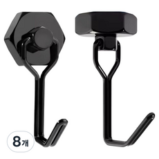 TheLiving 초강력 회전식 육각 자석 고리 후크, 블랙, 8개