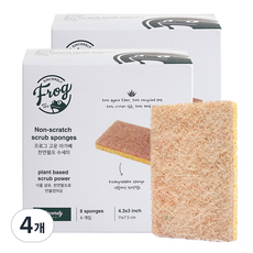 프로그 무흠집 아가베 천연펄프 수세미, 6개입, 4개