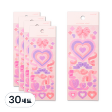 스튜디오에잇 홀로그램 하트레이어링 스티커, 혼합색상, 30세트