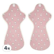 eechae 一體成型特級夜用棉質衛生棉 粉紅色, 1入, 4個, 夜用加長型