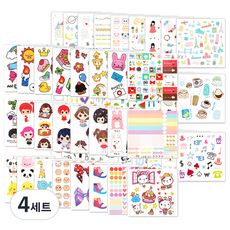 투영디자인 다이어리 꾸미기 인스 스티커 52종 세트, 혼합색상, 4세트