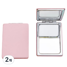 찐웨이 데일리 견고한 손거울 8.5 x 6.2 cm, PU스퀘어핑크, 2개