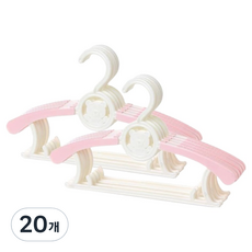 I'CLE 小熊長度可調式衣架, 白色 + 粉紅色, 20個
