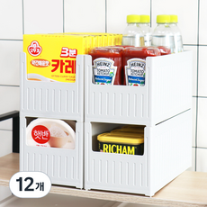 팬물산 팬트리 수납 정리함, 그레이, 12개
