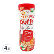 해피퍼프 유기농 곡물스낵 60g, 딸기 비트, 4개