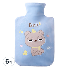 라이프팝 캐릭터 극세사 보냉 보온 물주머니 블루베어 500ml, 6개