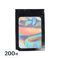 올하이 컬러풀 오로라 다용도 OPP 소품 포카 포장 지퍼백 슬리브 포장봉투 10.5 x 15 cm, 블랙, 200개