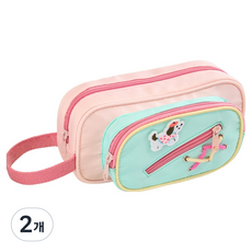 ARTJOY 綁帶設計大容量多功能鉛筆盒, 粉紅色 + 薄荷綠, 2個
