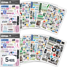 ICONIC 雜誌拼貼貼紙包 6款 x 2張 套組, 混合色, 5套