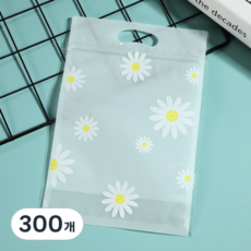 더깔끔 귀여운 손잡이 지퍼백 포장 봉투, 데이지, 300개