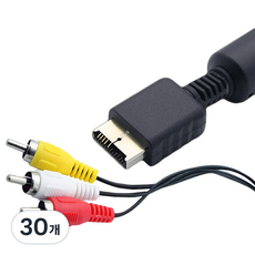 컴스 게임기 AV 케이블 PS II 1.7m 3RCA, ND491, 30개
