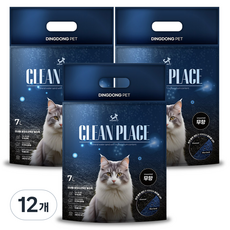 딩동펫 클린 플레이스 미네랄 벤토나이트 고양이 모래, 7L, 12개, 무향