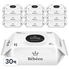 Bebeen 掀蓋式濕紙巾, 60張, 30包