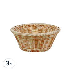 조은친구 pp라탄바구니 미니라운드바구니, 연베이지, 3개