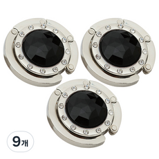 Life Plus 水晶閃亮便攜式掛包鉤, 時尚黑, 9個