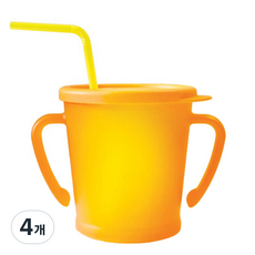 아가프라 유아용 매직 빨대컵, 300ml, 4개, 오렌지