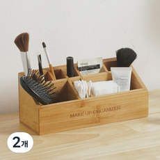 house recipe. 竹製化妝品整理台, 天然, 2個