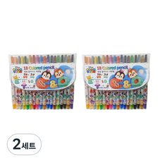 희망노트사 디즈니 썸썸 샤프식 색연필 2p, 18색, 2세트