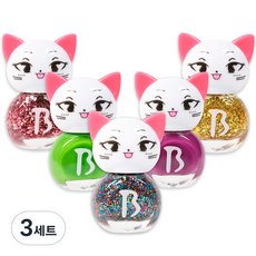 BABLIE 貓咪兒童指甲油5件組, B, 3個