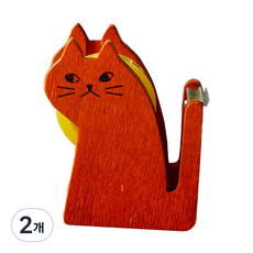 코메리 귀여운 고양이 테이프커터기 B0433, 2개, 브라운