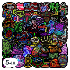 투데이리빙 대용량 프리미엄 네온 방수 스티커 50종 세트, 3, 5세트