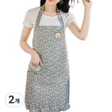 씨오브비 꽃무늬 포켓 앞치마, 블루그레이, 2개