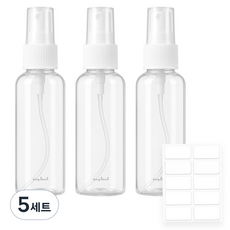 anplant 基本款噴霧瓶 60ml x 3入 + 貼紙標籤組, 白色 + 透明, 5套