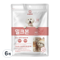 와그작 강아지 밀크본 덴탈껌 M 7p, 치킨, 385g, 6개