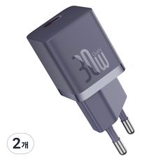 베이스어스 GaN5 C타입 미니 고속충전기 30W, 퍼플, 2개