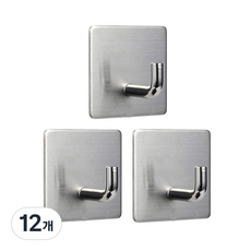 Homevanesse 不鏽鋼 304 黏貼式壁掛掛鉤 DG307, 單一顏色, 12個