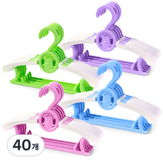 브리사 논슬립 길이조절 아기옷걸이 펭귄 4종 x 5p 세트, 핑크, 퍼플, 그린, 블루, 40개