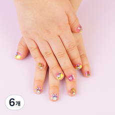 Bong Bong Friends Nail Friends Bong Bong 3~7歲兒童用黏貼式美甲, 愛心兔子, 6個