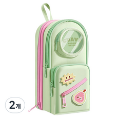 아트조이 대용량 다용도 멀티 칸칸이 분리수납 스탠딩 세로 필통, 스위트 구아바, 2개