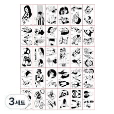 포커머스 헤나 타투 스티커 미니 30종 세트, 3세트, D타입