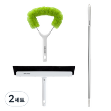 GIBONE Dust Keeper 刮除深層汙垢紗窗清潔刷 + 長桿組, 白色, 2套