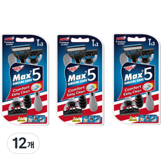 드위트리 NEW MAX 5단 일회용 면도기, 3개입, 12개