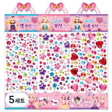 로이북스 해피스텔라 하트보석스티커 + 별보석스티커 + 보석스티커 세트, 혼합색상, 5세트
