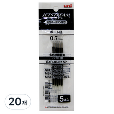 Uni 三菱 JETSTREAM 多功能筆用替芯 0.7mm SXR-80, 黑色, 20個
