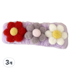 난리시스터즈 꽃모양 세안밴드, 3개, 자주색