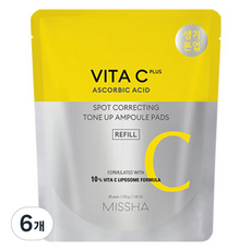 미샤 비타씨 플러스 잡티씨 톤업 앰플 패드 210g 리필, 80매입, 6개